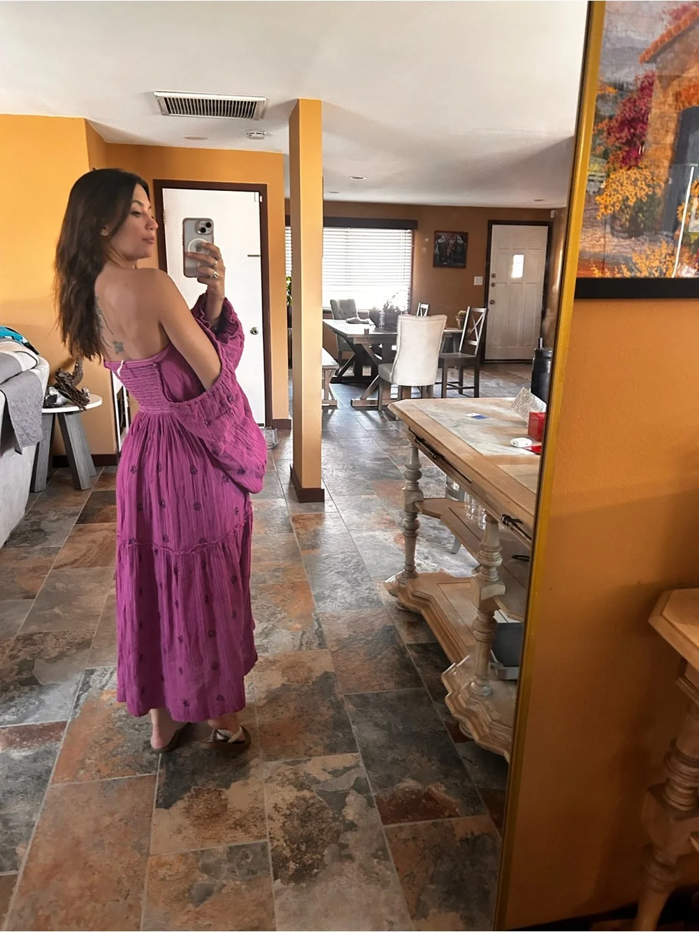 Free People Magenta Purple Off Shoulder Maxi Dress XS Boho